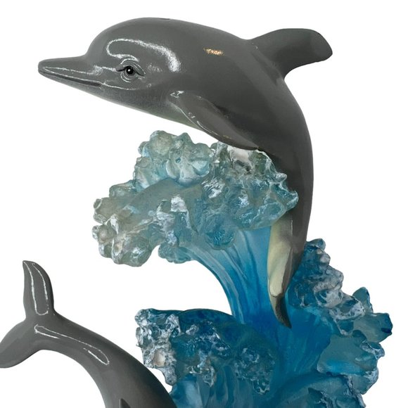 Vintage 1990s Splashing Dolphins Figurine Room Decor Water Coral Moorish 7 in - Picture 10 of 11